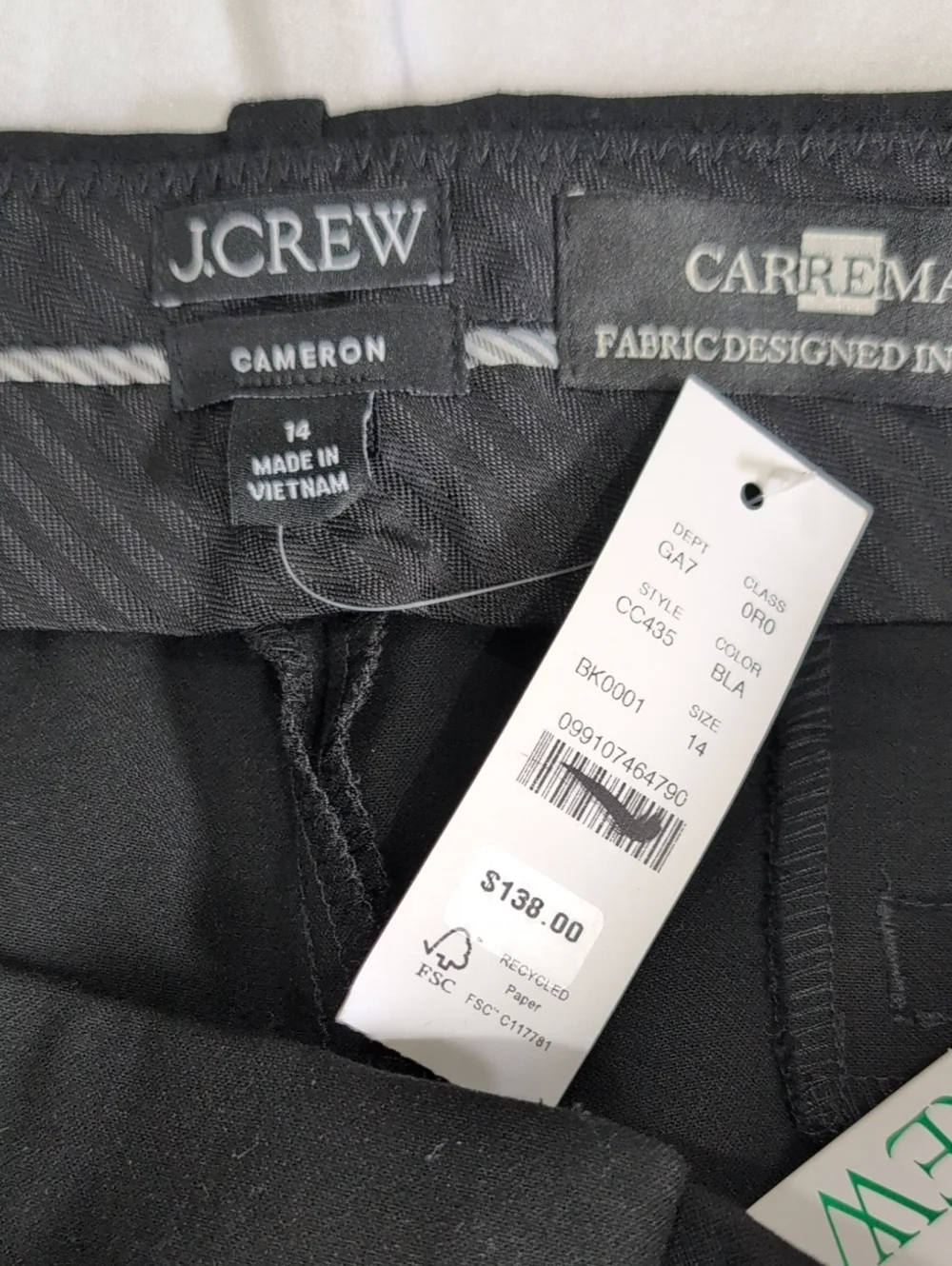 J Crew Cameron pant in four-season stretch CC435 Size 14 NWT Black